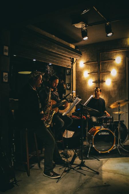 Three Man Band With Musical Instruments