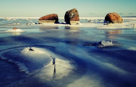 Three Monoliths in Iced Water