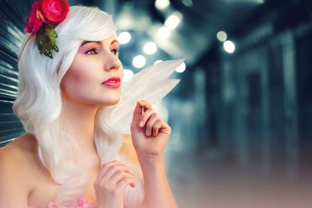 Tilt Lens Photography of Woman With Flower Headband