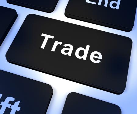 Trade Computer Key Represents Commerce Online