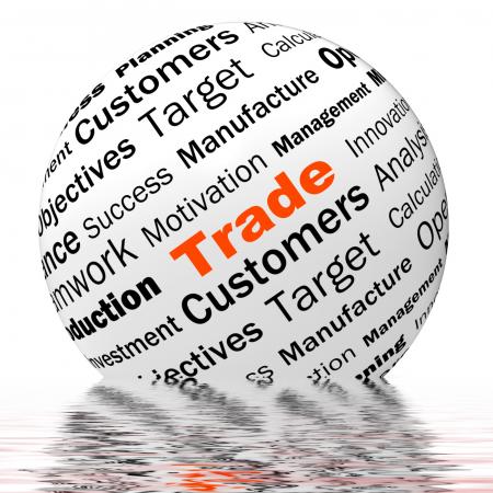 Trade Sphere Definition Displays Stock Trading Or Sharing