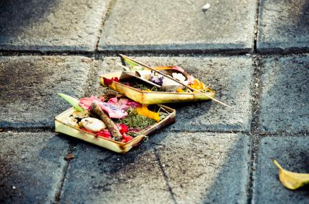 Traditional balinese offerings to gods