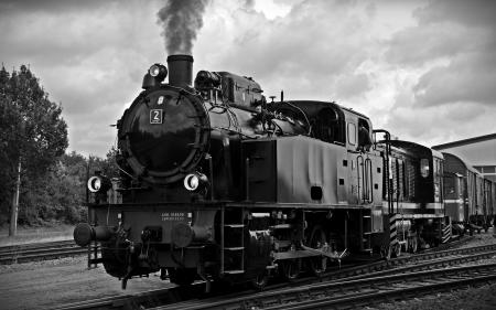 Train on Railroad Tracks Against Sky