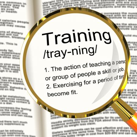 Training Definition Magnifier Showing Education Instruction Or Coachin