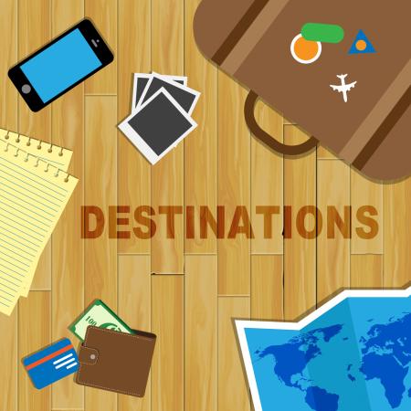 Travel Destinations Indicates Journeys Travelling And Sightseeing