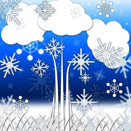 Tree Background Means Branches Leaves And Snowflakes