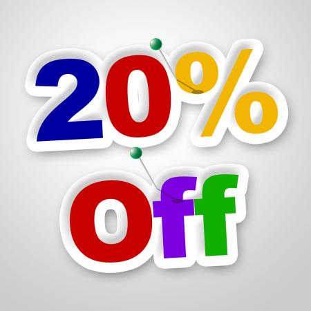 Twenty Percent Off Indicates Reduction Savings And Save