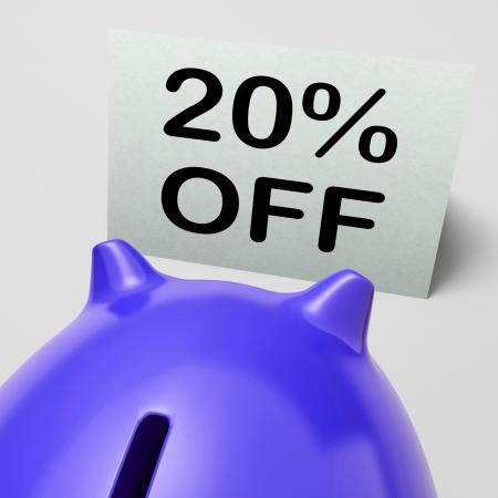 Twenty Percent Off Piggy Bank Means Discounted 20