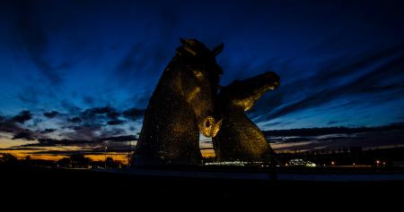Two Black Horse Statues
