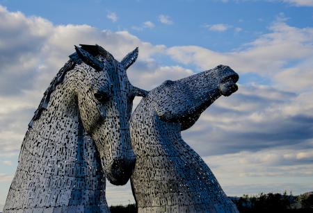 Two Gray Horse Statues