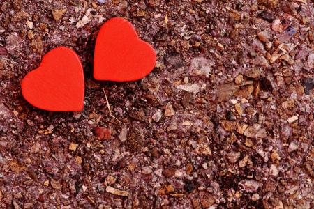 Two Red Heart Decoration on Ground