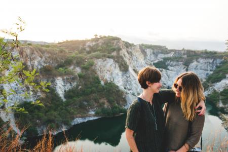 Two Woman Standing on a Cliff