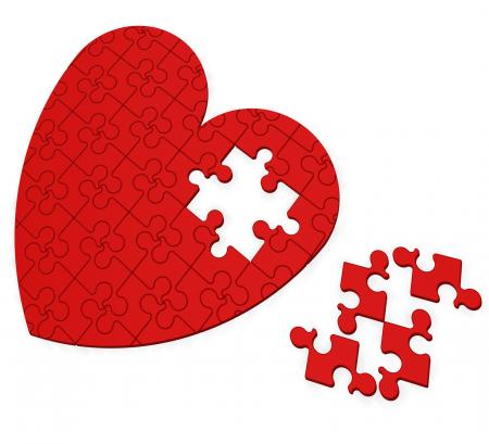 Unfinished Heart Puzzle Shows Valentines Day