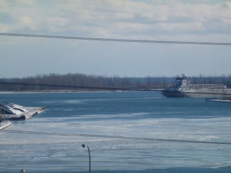Unknown lake freighter departs Toronto through the Eastern Gap, 2013 12 30 (27)