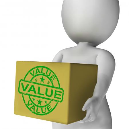 Value Box Means Quality And Worth Of Goods