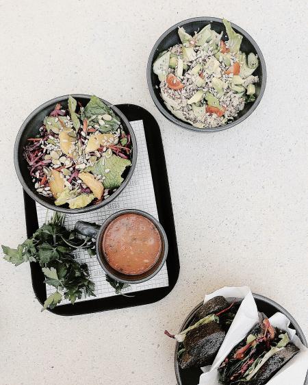 Vegetable Salad On Black Tray