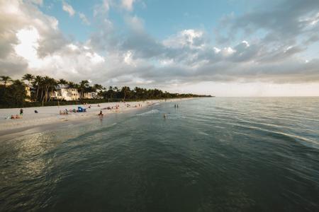 View of Beach Against Cloudy Sky