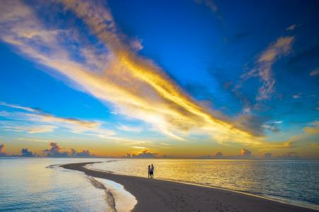 View of Beach at Sunset