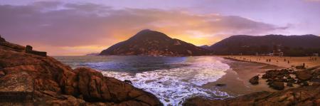 View of Beach at Sunset