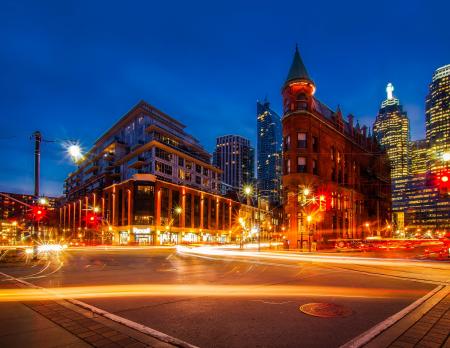 View of City Street at Night