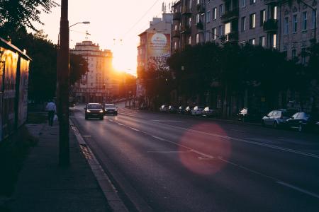 View of Sunset on Road