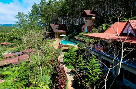 View of Swimming Pool and Cottages in Resort