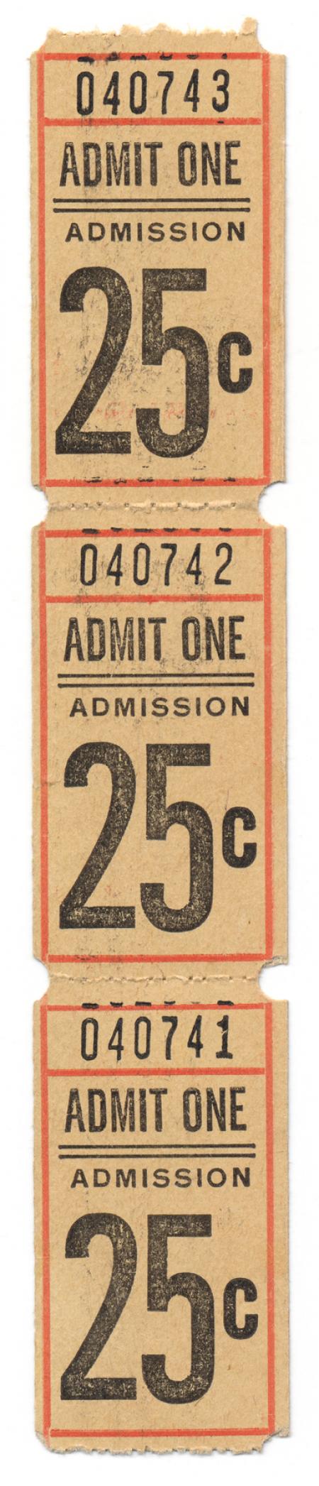 Vintage Admit One Ticket x3