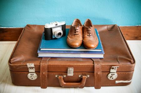 Vintage still life with suitcase