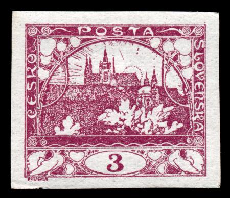 Violet Hradcany Castle Stamp