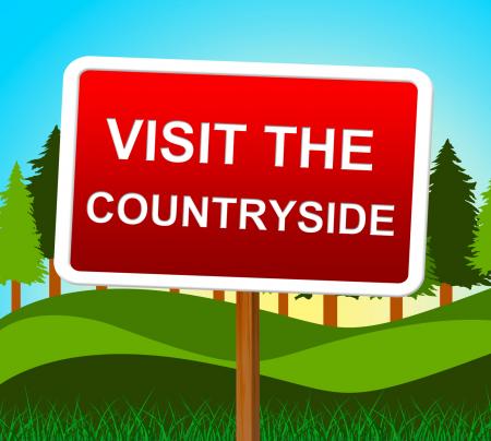 Visit The Countryside Means Message Nature And Signboard