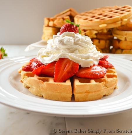 Waffle with strawberries