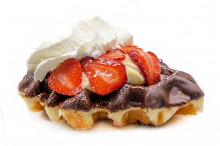 Waffle with strawberries