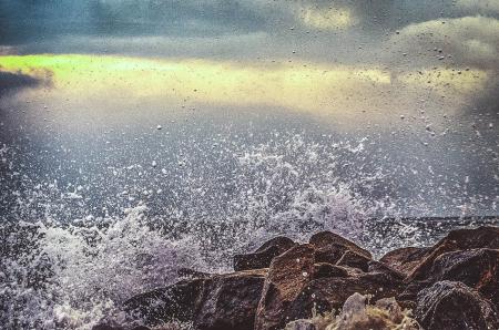 Water Splashing on Seashore