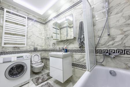 White and black small bathroom