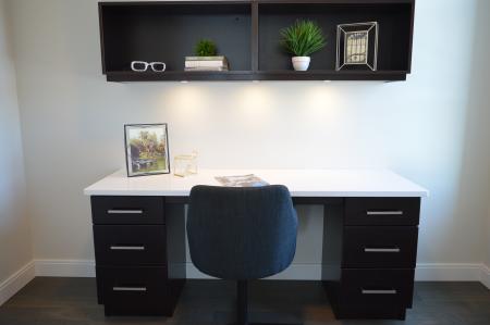 White and Black Wooden Pedestal Desk