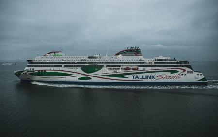 White and Green Tallink Shuttle Ship Photo