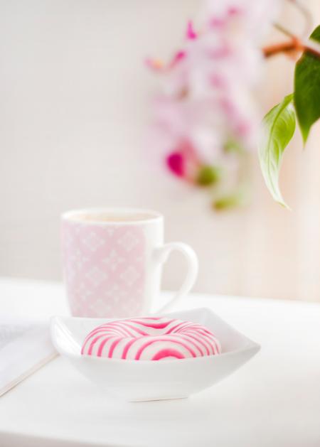 White and Pink Ceramic Mug