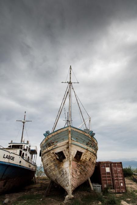 White Blue Boat