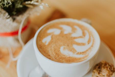 White Ceramic Cup With Coffee Latte