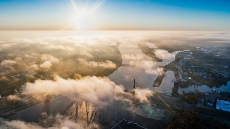 White Clouds Through the Sun Scenery