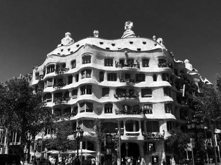 White Concrete Building in Grayscale Photography