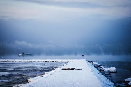 White Dock Covered by White Snow