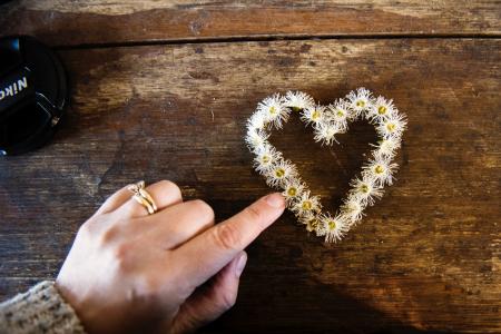 White Flower Forming Heart