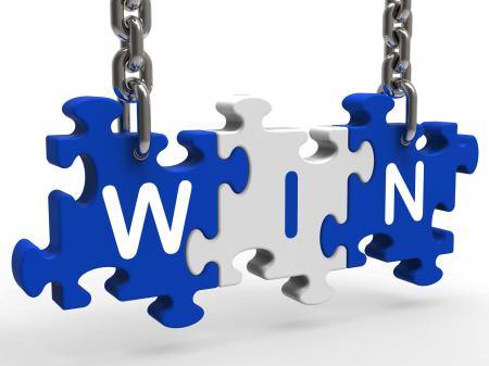 Win Sign Shows Success Winning And Victories