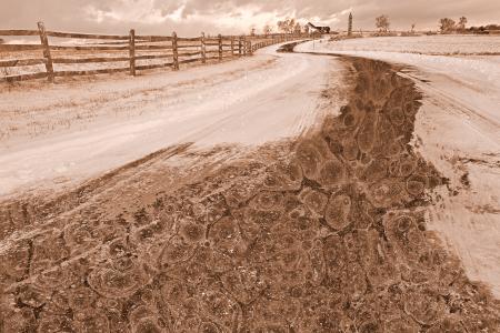 Winding Winter Road - Sepia Nostalgia