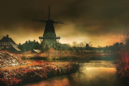 Windmill in the Village