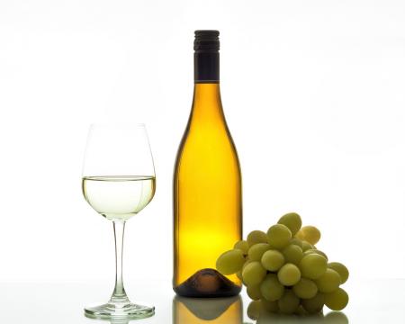 Wine with glass bottle and grapes