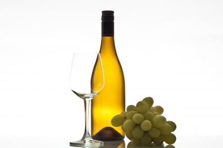 Wine with glass bottle and grapes