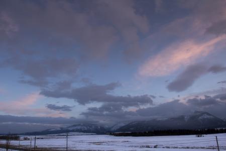 Winter sunset Wallowa mountains, Oregon