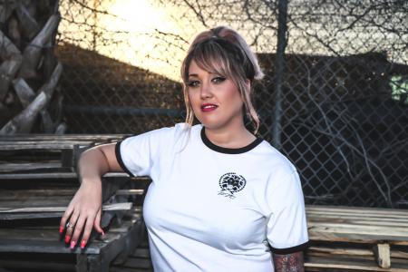 Woman in Black and White Crew-neck Shirt